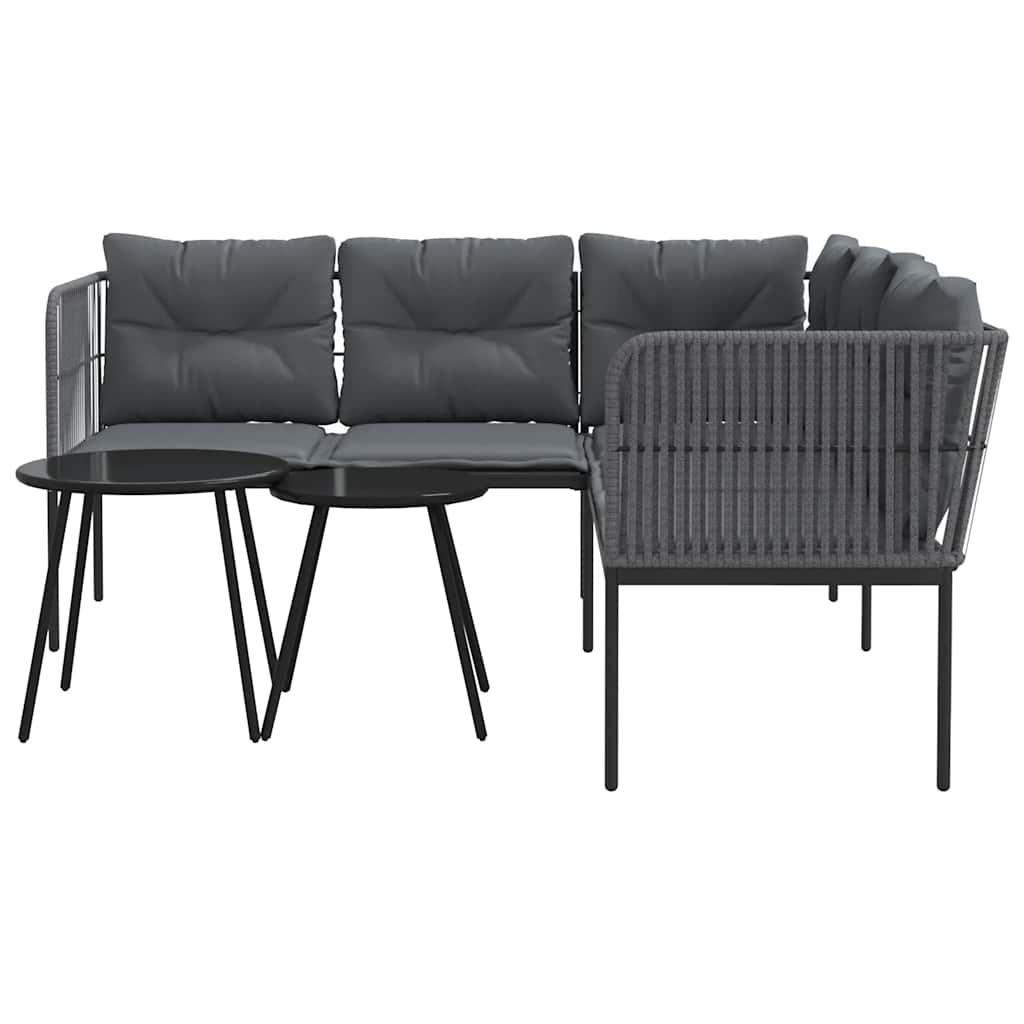 Set vrtnih sofa s jastucima crni od čelika i tekstilena