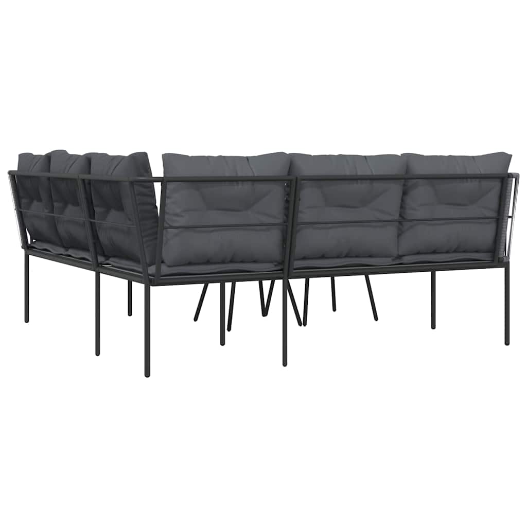 Set vrtnih sofa s jastucima crni od čelika i tekstilena