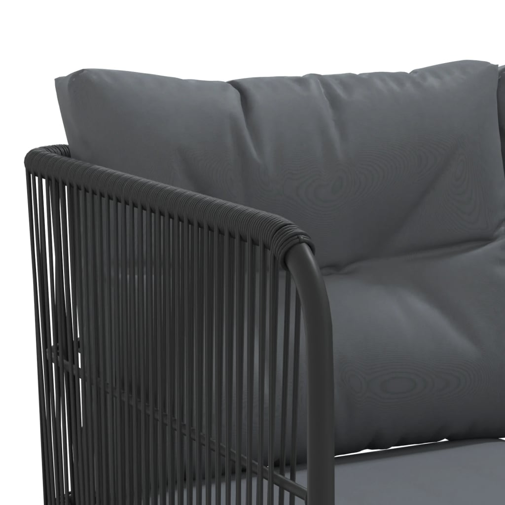 Set vrtnih sofa s jastucima crni od čelika i tekstilena