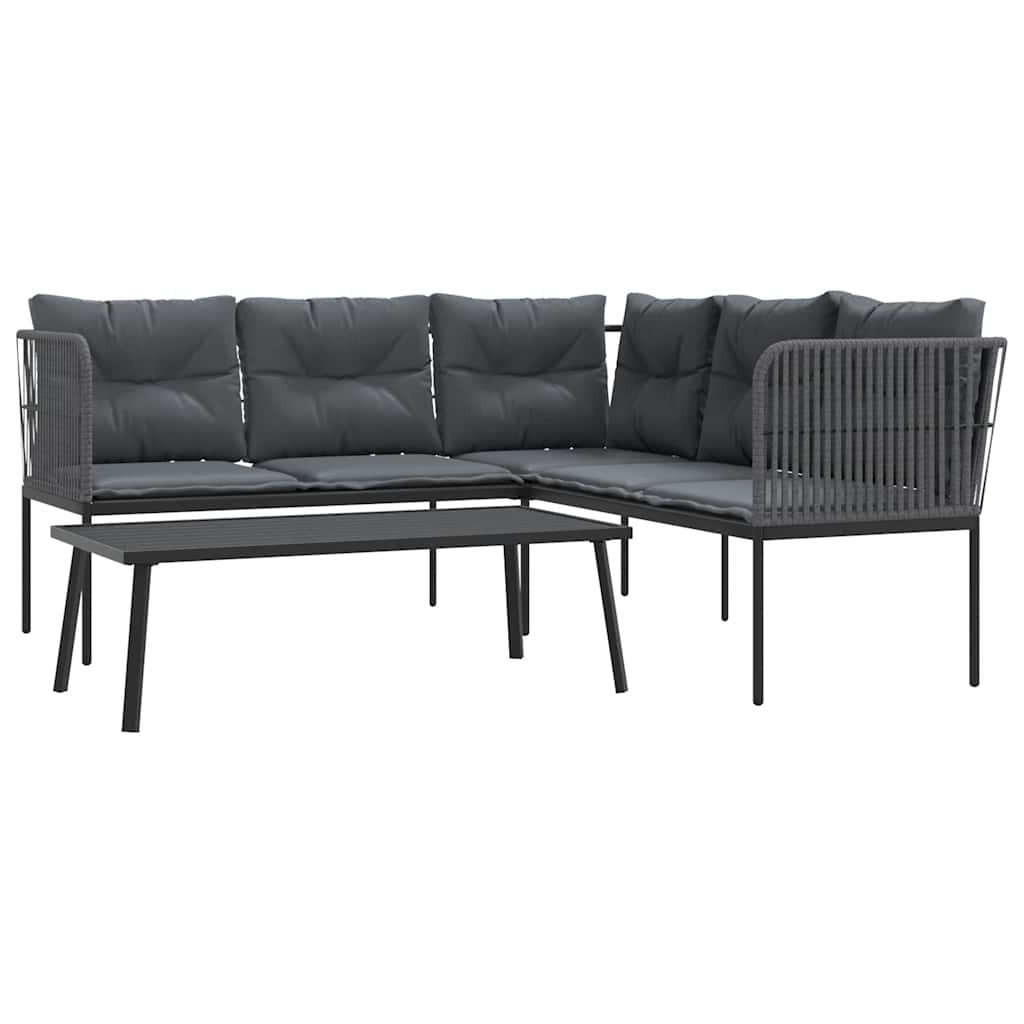 Set vrtnih sofa s jastucima crni od čelika i tekstilena