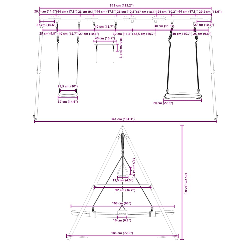 Vanjski set ljuljačke, trapeza i ljuljačke gnijezda