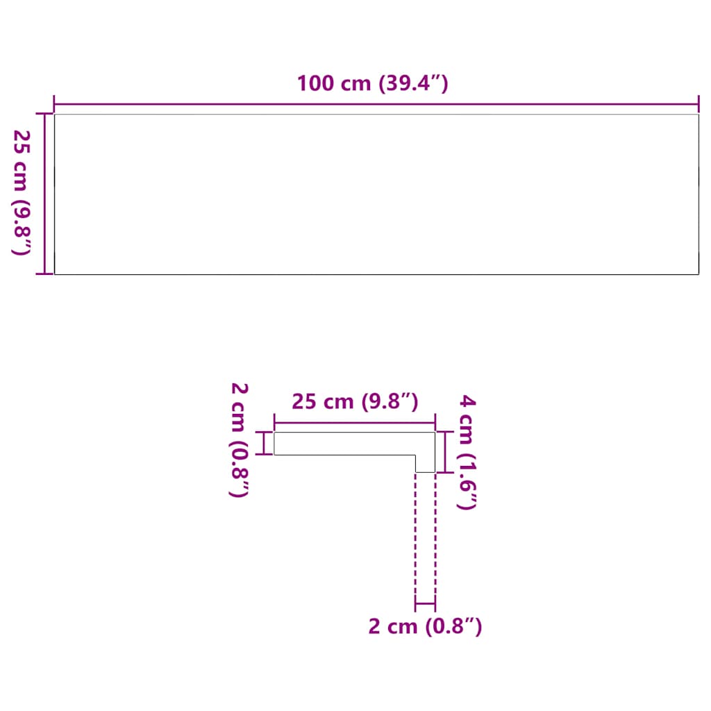Gazišta stepenice 2 kom svjetlosmeđi 100x25x2 cm masivna hrast