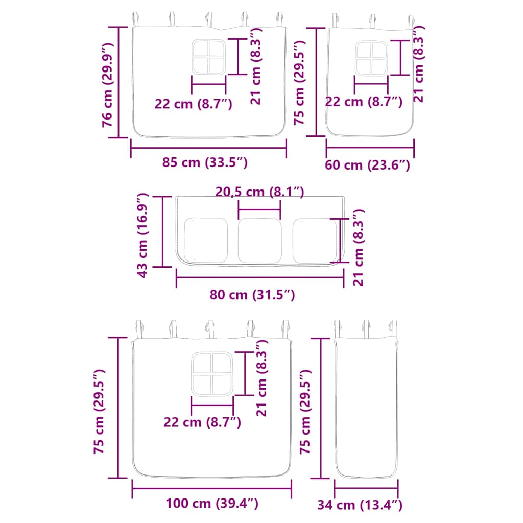 Krevet na kat sa zavjesama bijelo-crni 80 x 200 cm od borovine