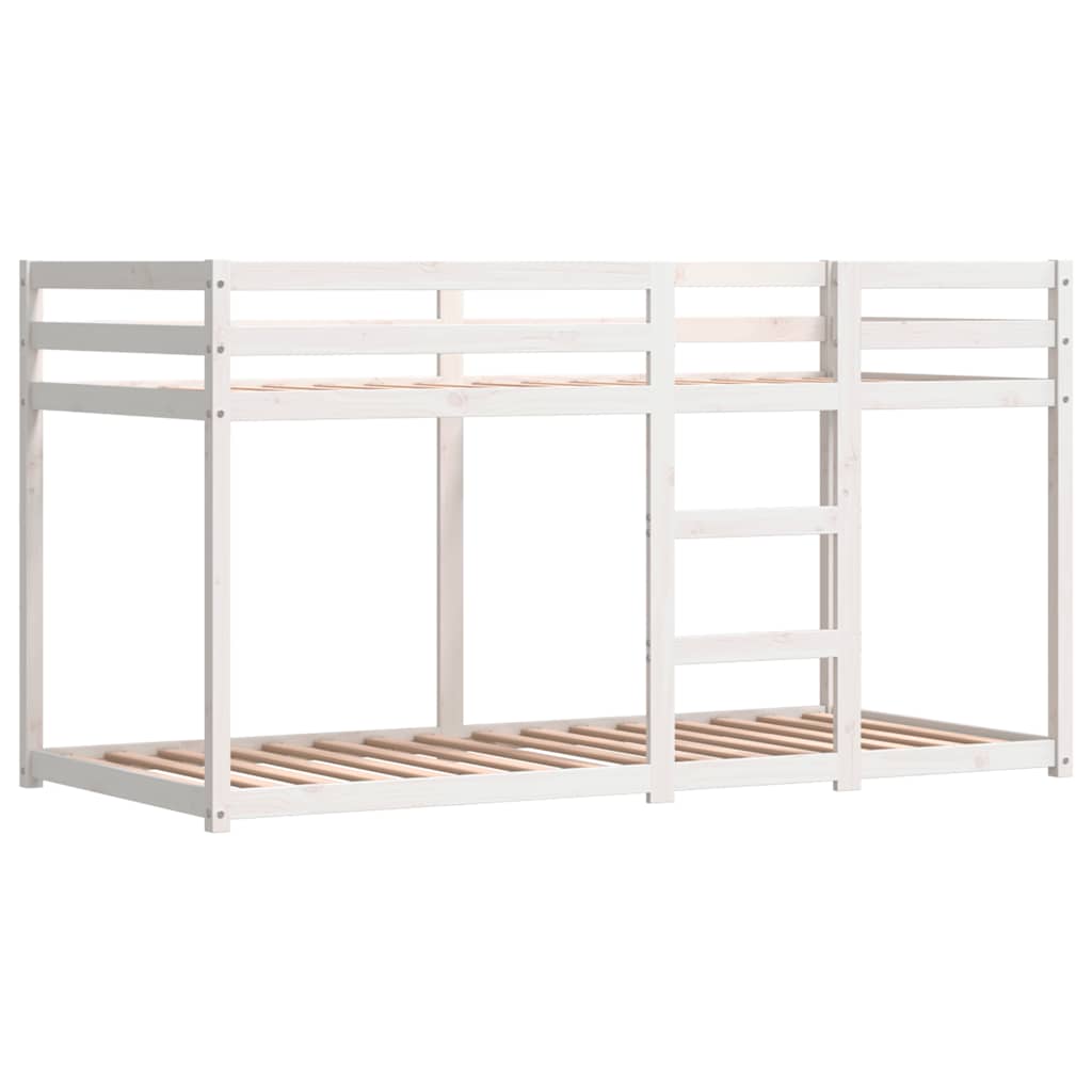 Krevet na kat sa zavjesama bijelo-crni 80 x 200 cm od borovine