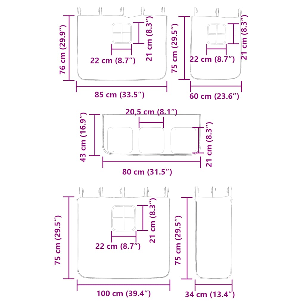 Krevet na kat sa zavjesama plavi 80x200 cm od masivne borovine