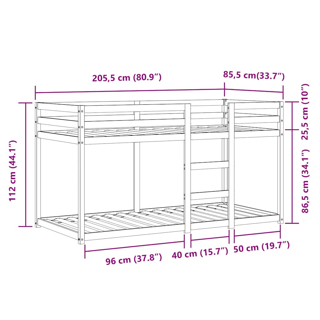 Krevet na kat sa zavjesama ružičasti 80 x 200 cm od borovine