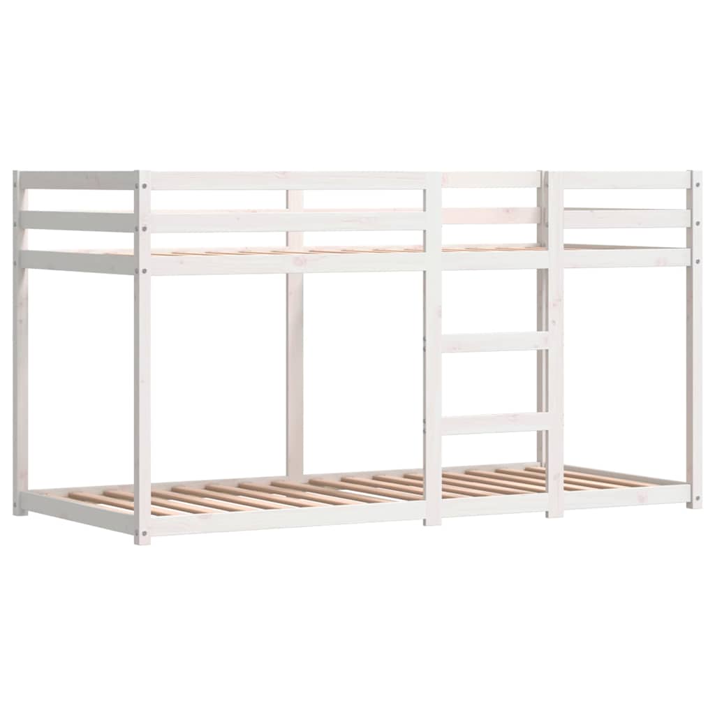 Krevet na kat sa zavjesama bijelo-crni 90 x 200 cm od borovine