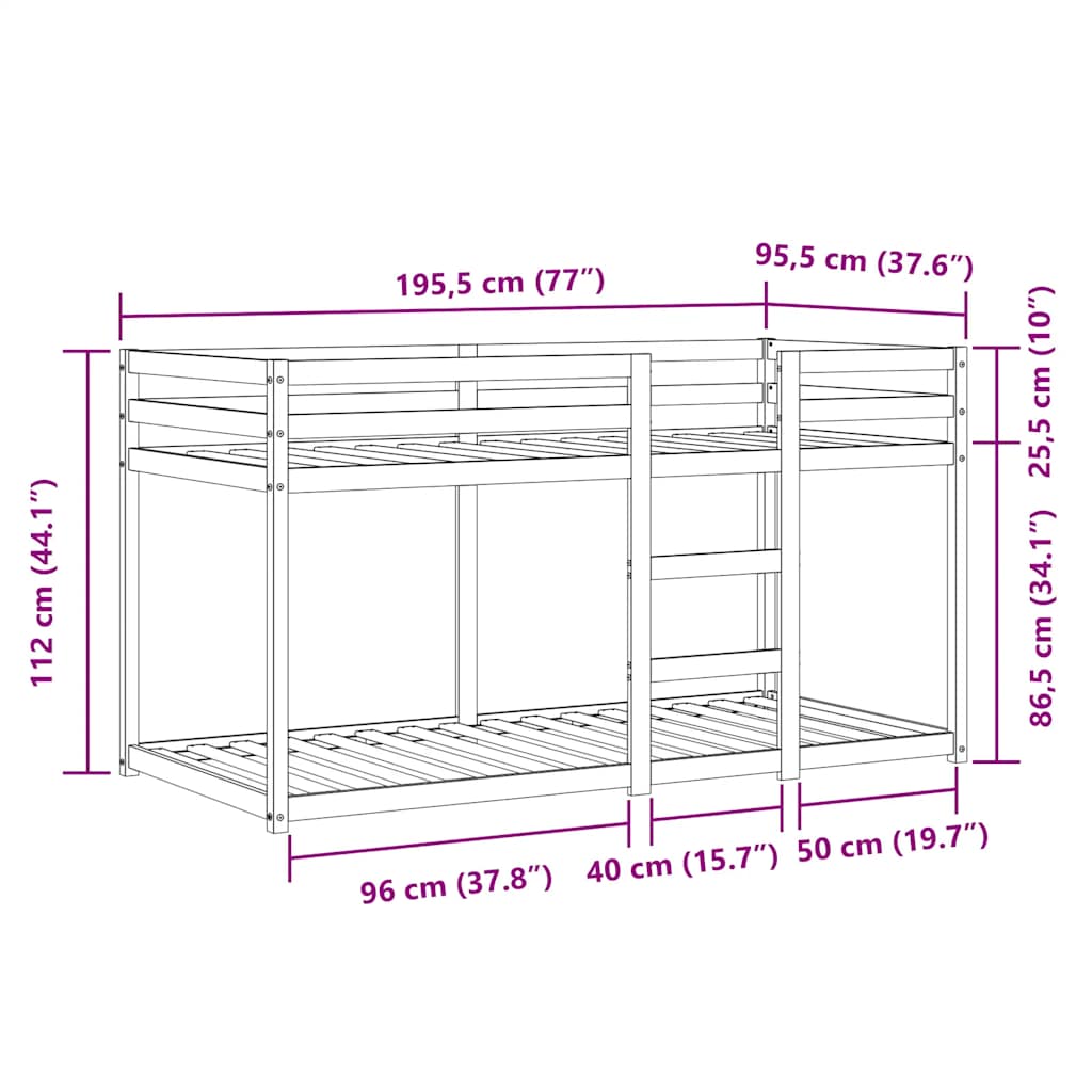 Krevet na kat sa zavjesama bijelo-crni 90 x 190 cm od borovine