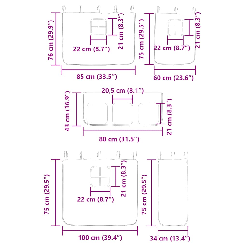 Krevet na kat sa zavjesama plavi 90 x 200 cm od borovine