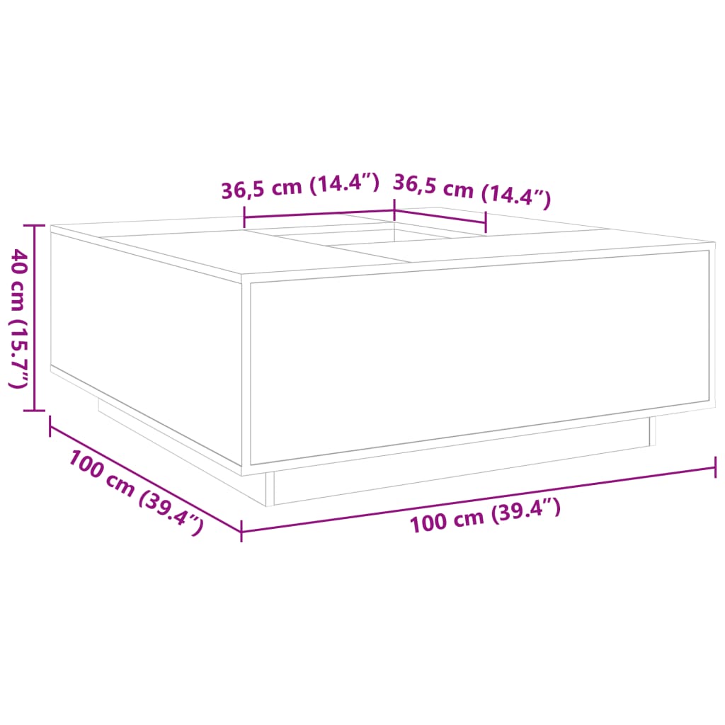Stolić za kavu boja hrasta 100 x 100 x 40 cm konstruirano drvo