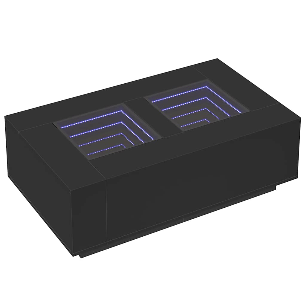 Stolić za kavu s beskonačnim LED svjetlima crni 116x69x40 cm