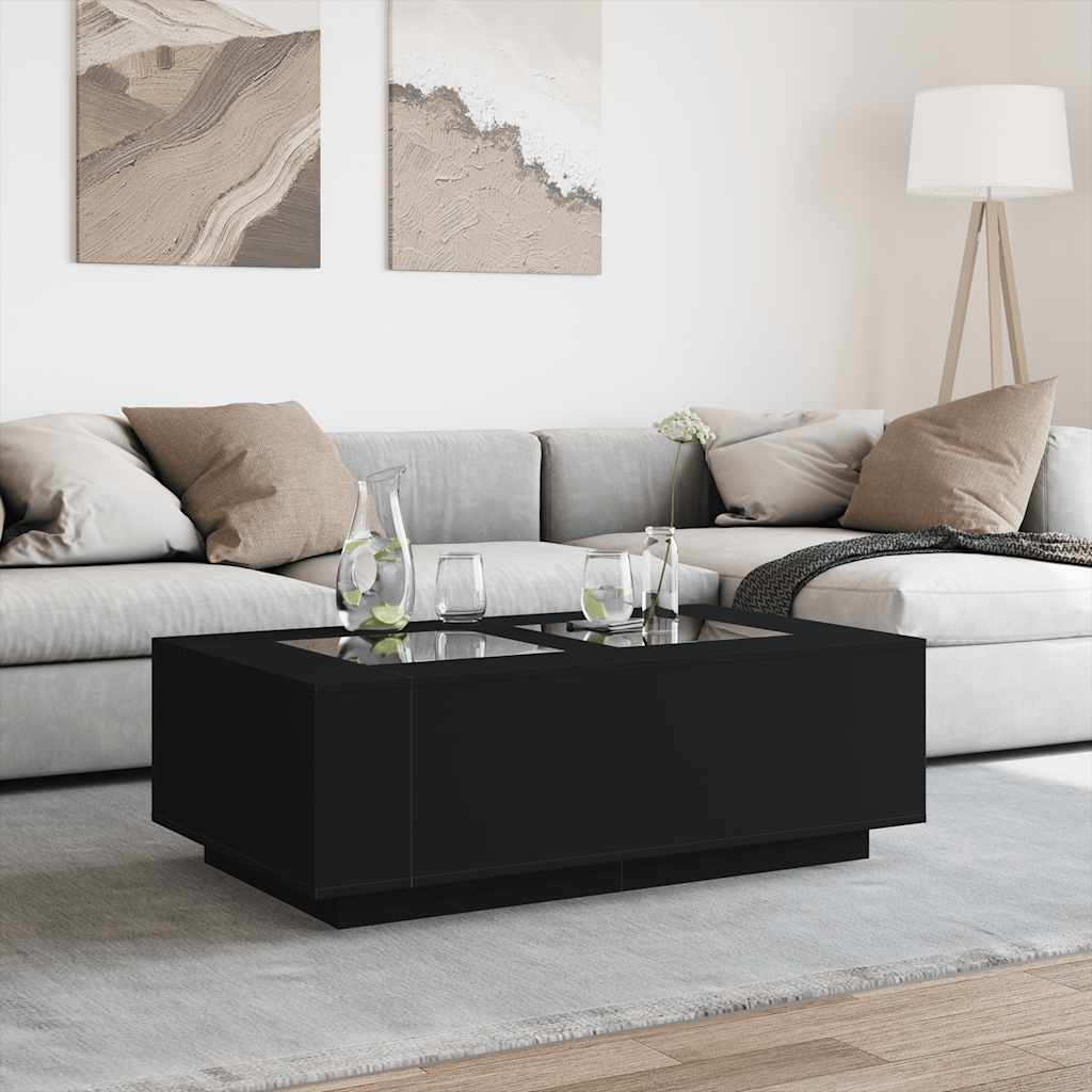 Stolić za kavu s beskonačnim LED svjetlima crni 116x69x40 cm