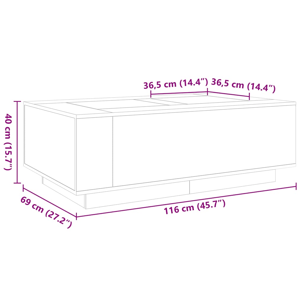 Stolić s beskonačnim LED svjetlima boja hrasta 116x69x40 cm
