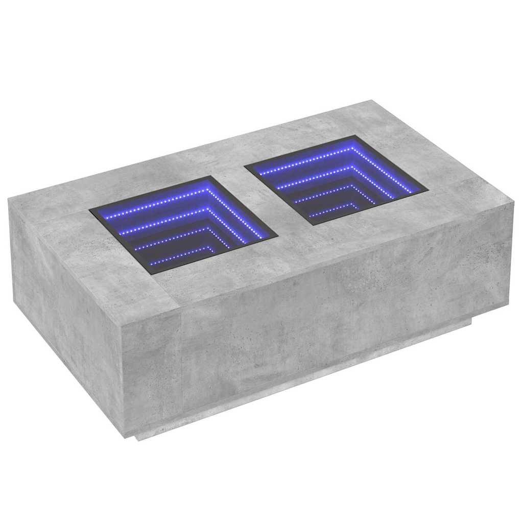 Stolić s beskonačnim LED siva boja betona 116x69x40 cm
