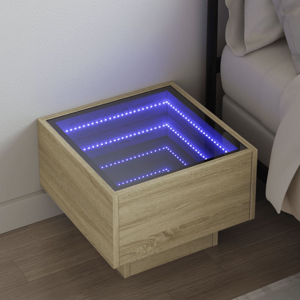 Noćni ormarić s beskonačnim LED boja hrasta sonome 40x40x30 cm
