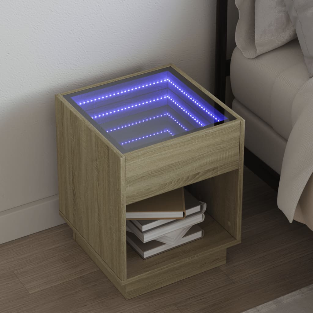 Noćni ormarić s beskonačnim LED boja hrasta sonome 40x40x50 cm
