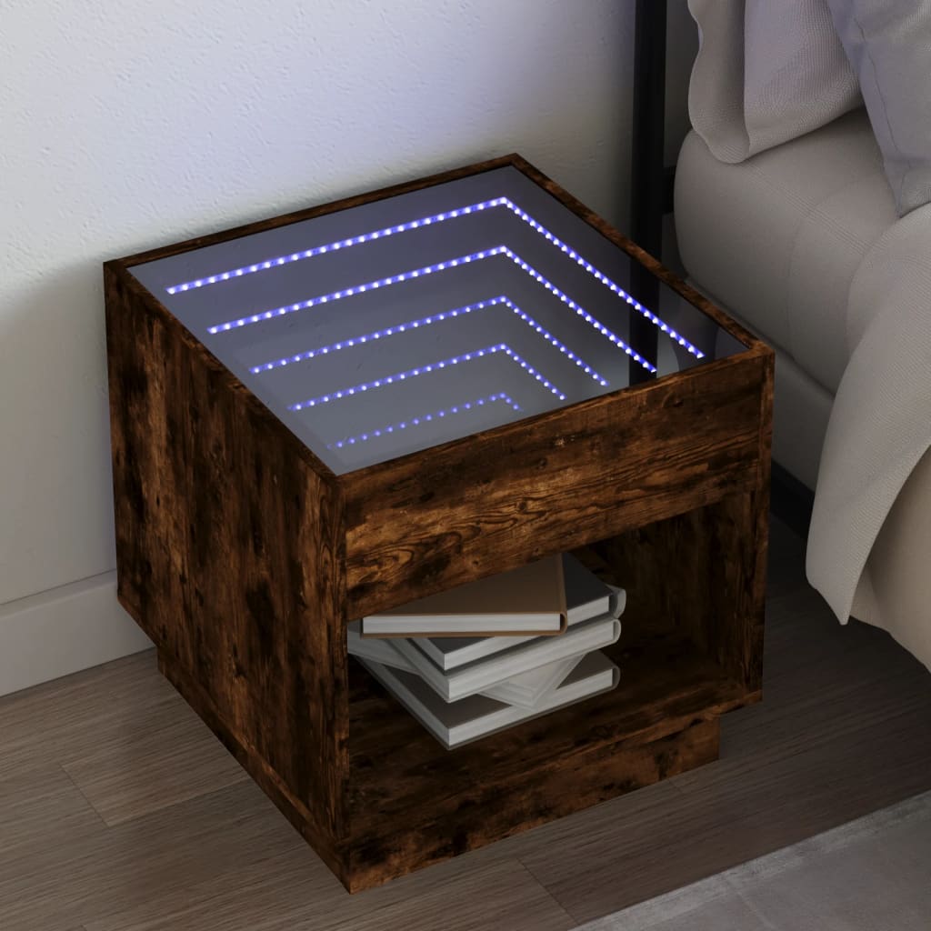 Noćni ormarić s beskonačnim LED boja hrasta 50x50x50 cm