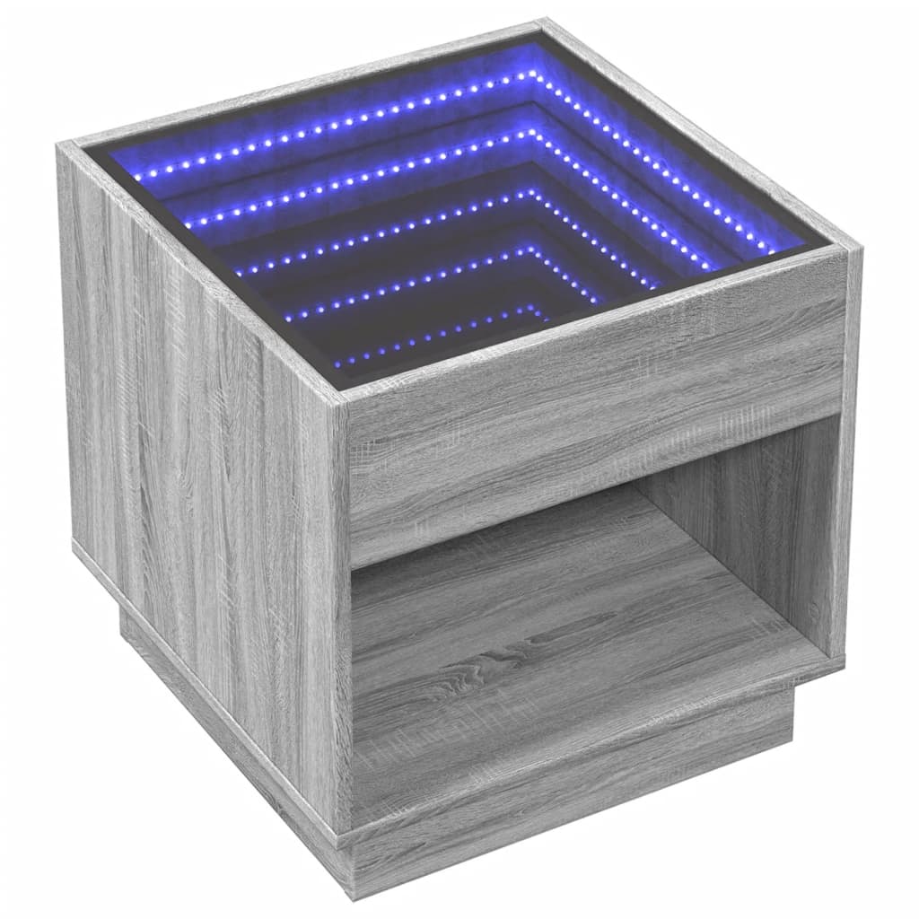 Noćni ormarić s beskonačnim LED boja hrasta 50x50x50 cm