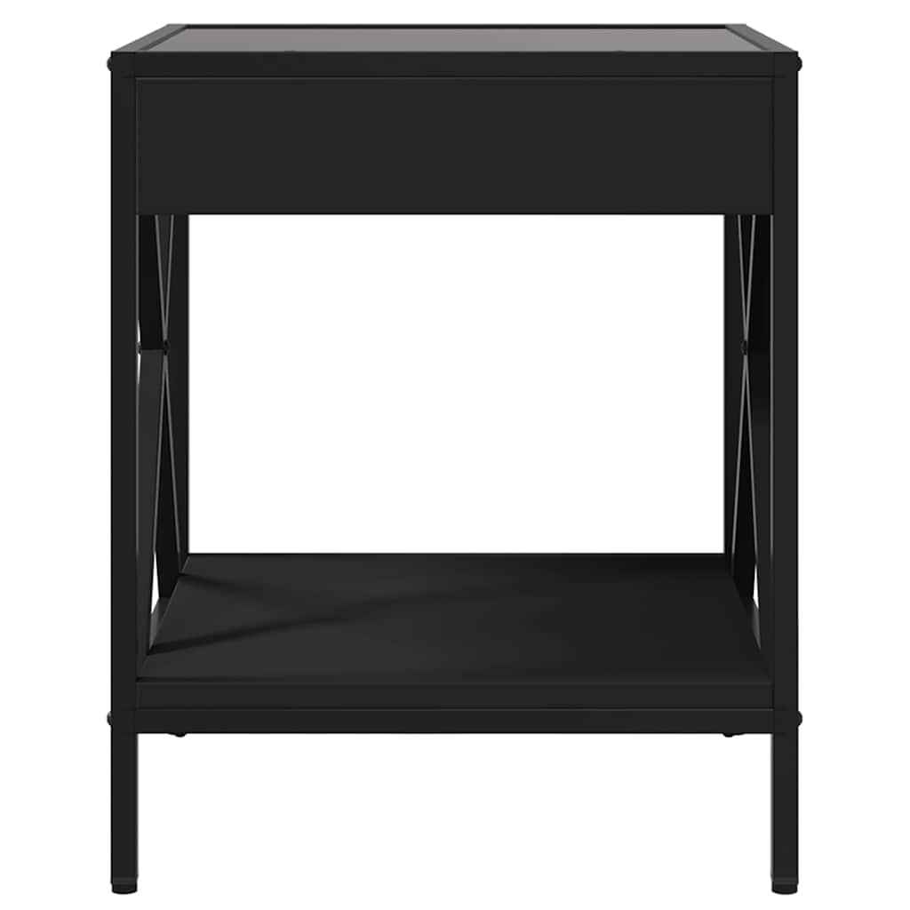 Noćni ormarić s beskonačnim LED svjetlima crni 40x40x49 cm