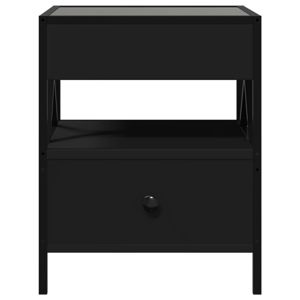 Noćni ormarić s beskonačnim LED svjetlima crni 40 x 40 x 51 cm