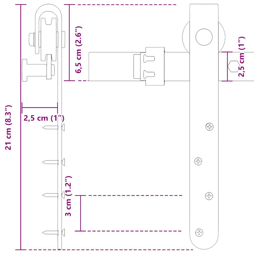 Komplet kliznih vrata ormarića 91 cm ugljični čelik