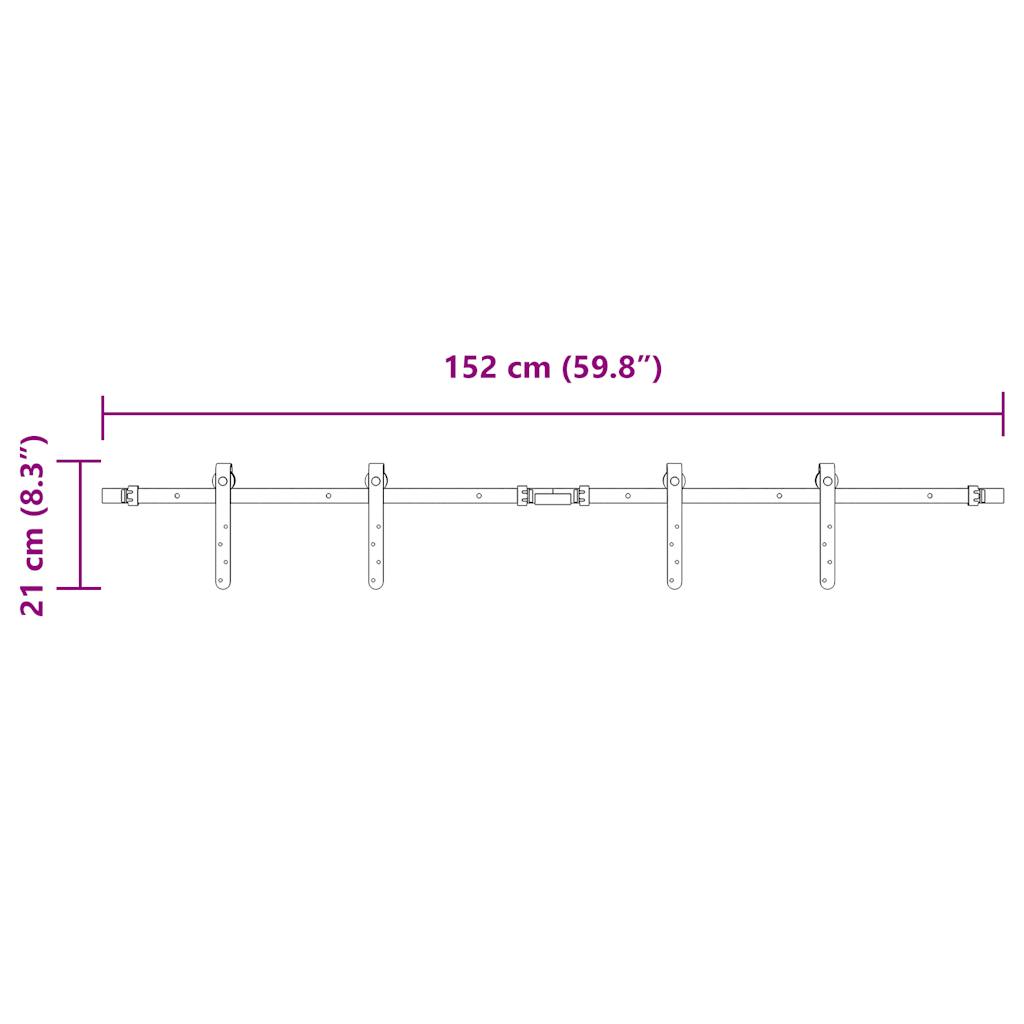 Komplet kliznih vrata ormarića 152 cm ugljični čelik
