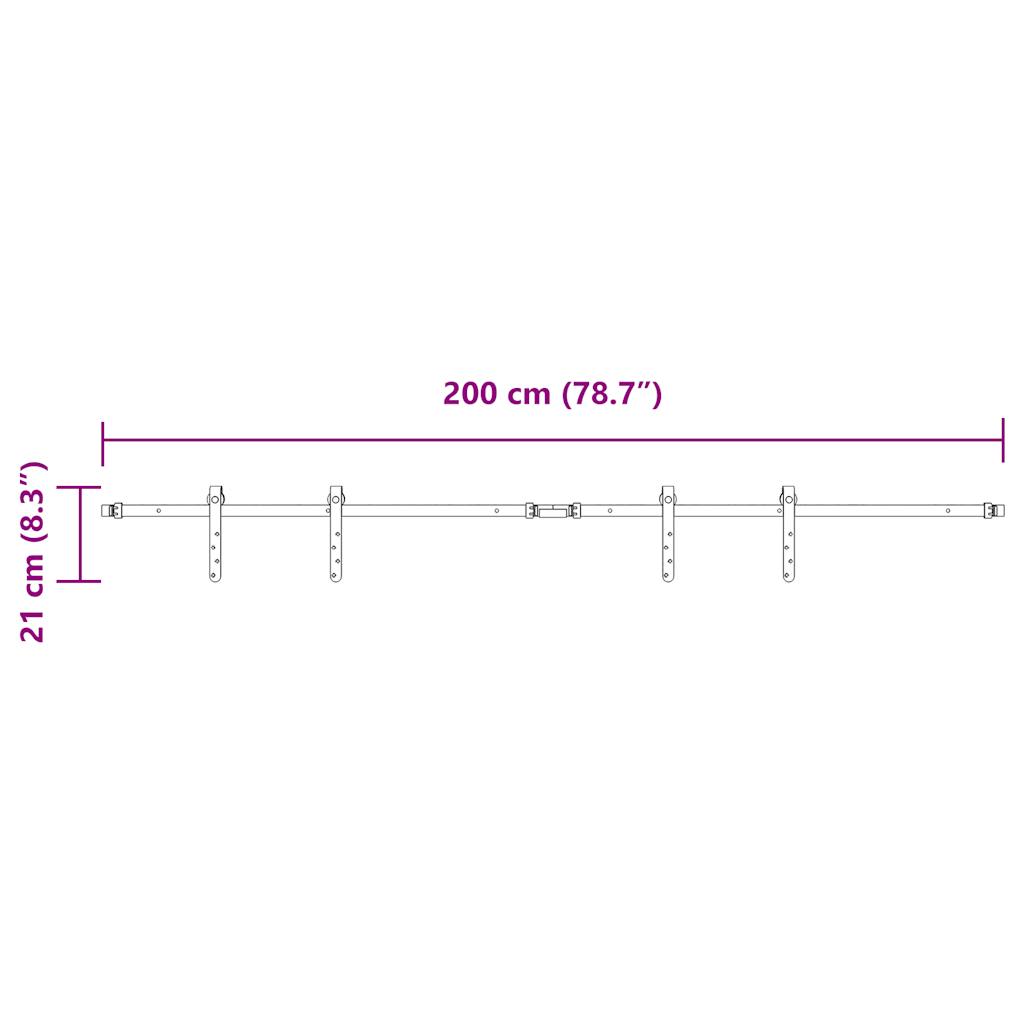 Komplet kliznih vrata ormarića 200 cm ugljični čelik