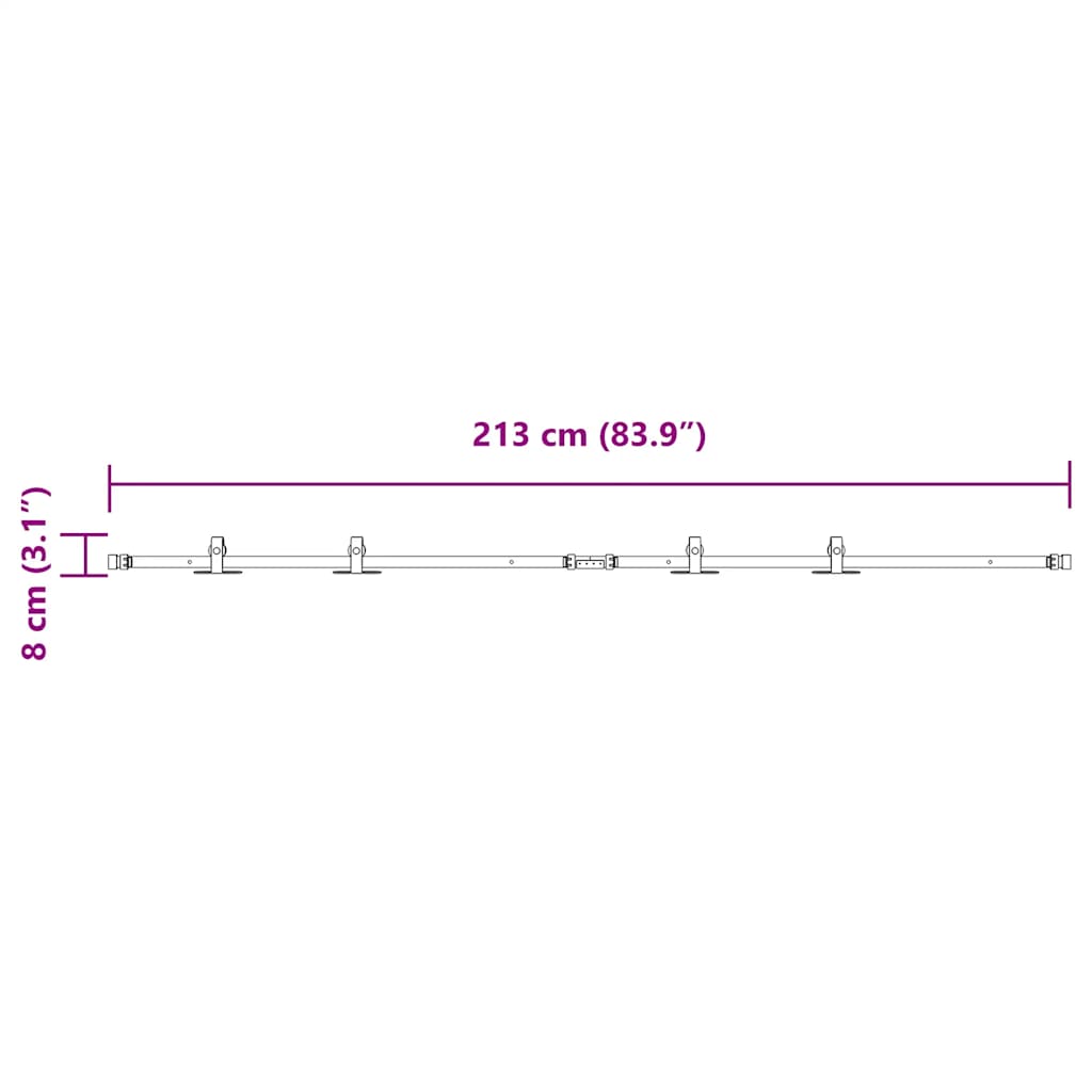 Komplet kliznih vrata ormarića 213 cm ugljični čelik