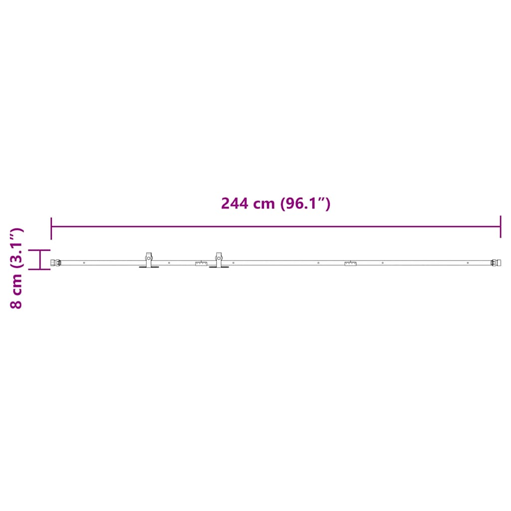 Komplet kliznih vrata ormarića 244 cm ugljični čelik