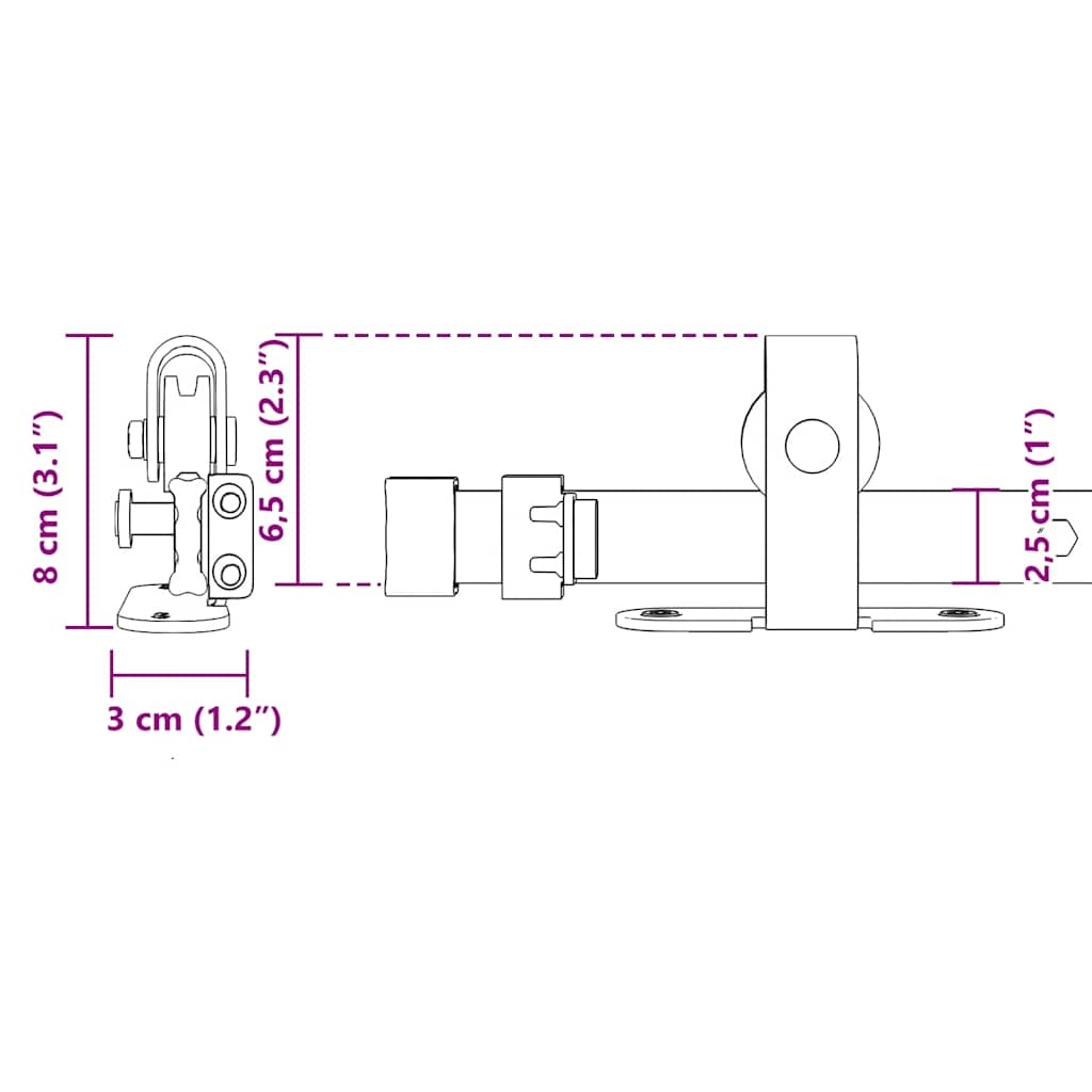 Komplet kliznih vrata ormarića 244 cm ugljični čelik