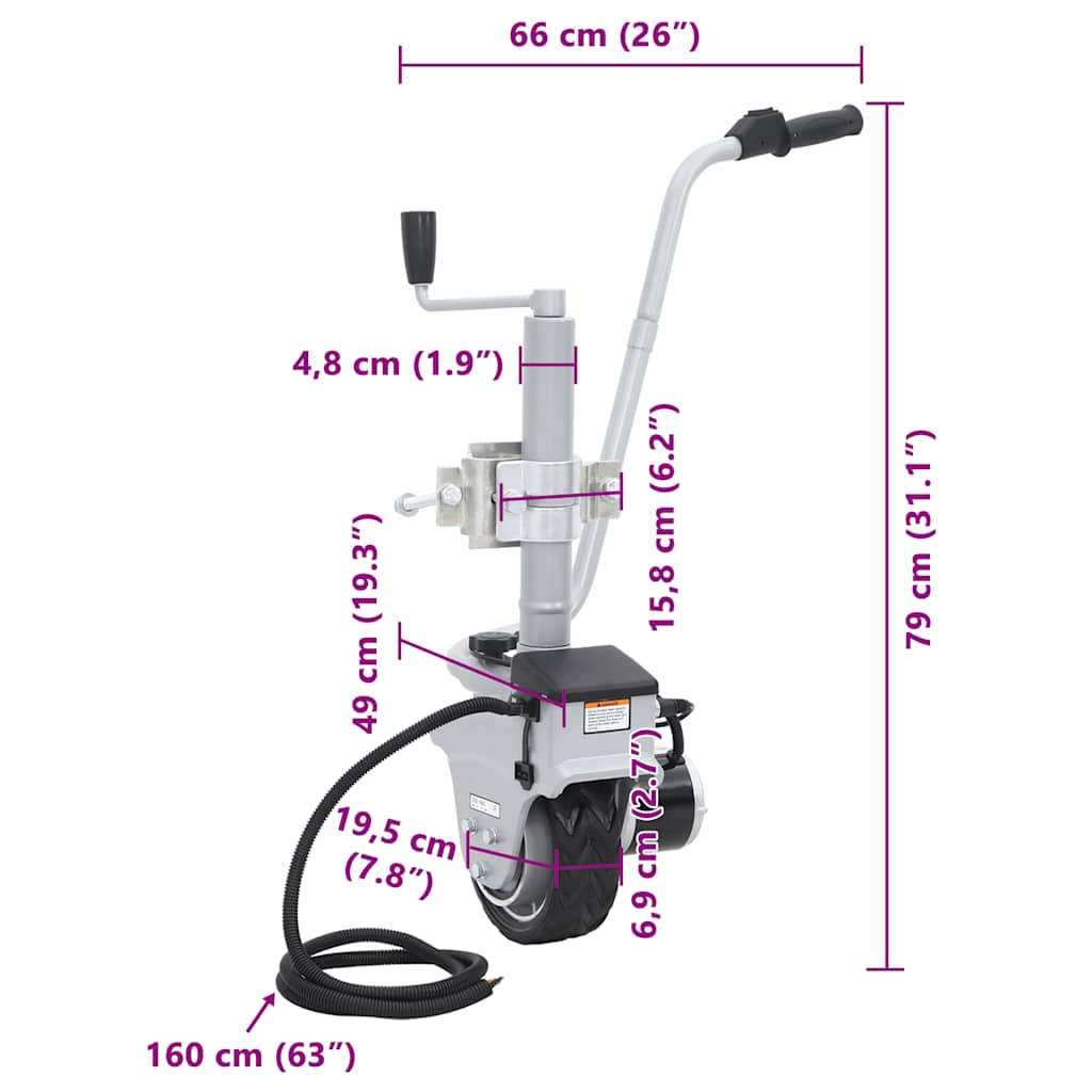 Aluminijski motorni kotač za upravljanje prikolicom 12 V 350 W