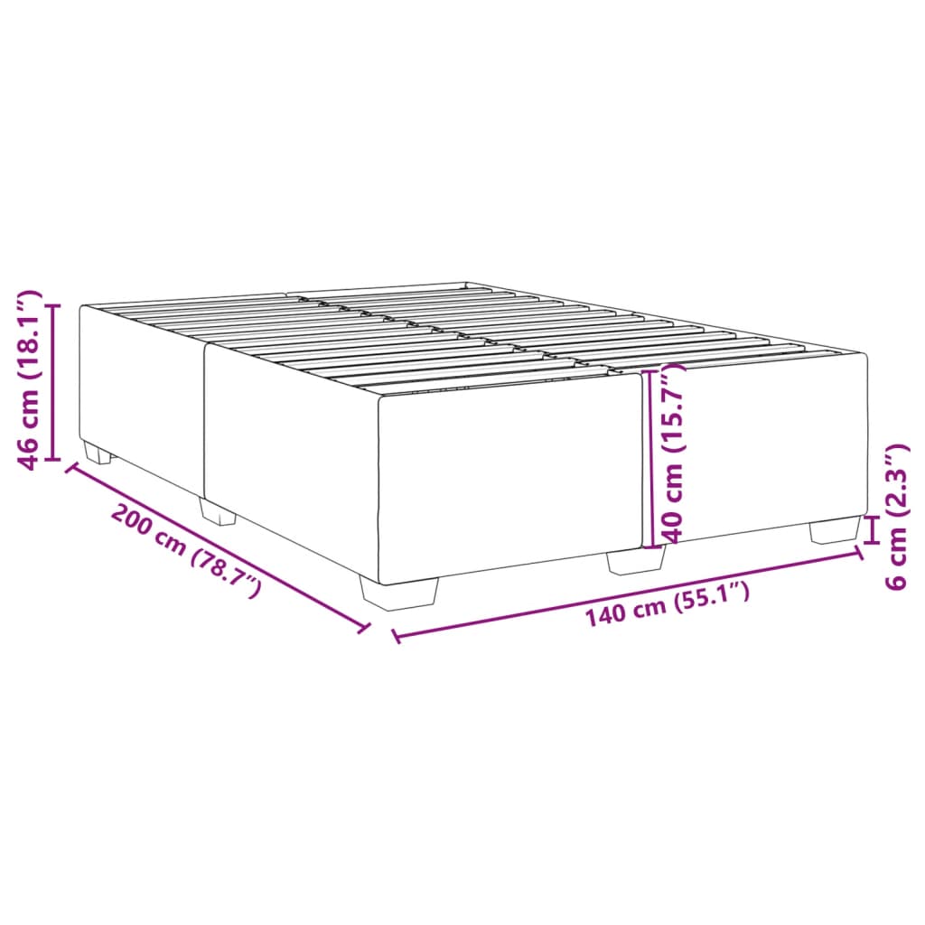 Okvir za krevet bez madraca crni 140x200 cm od tkanine
