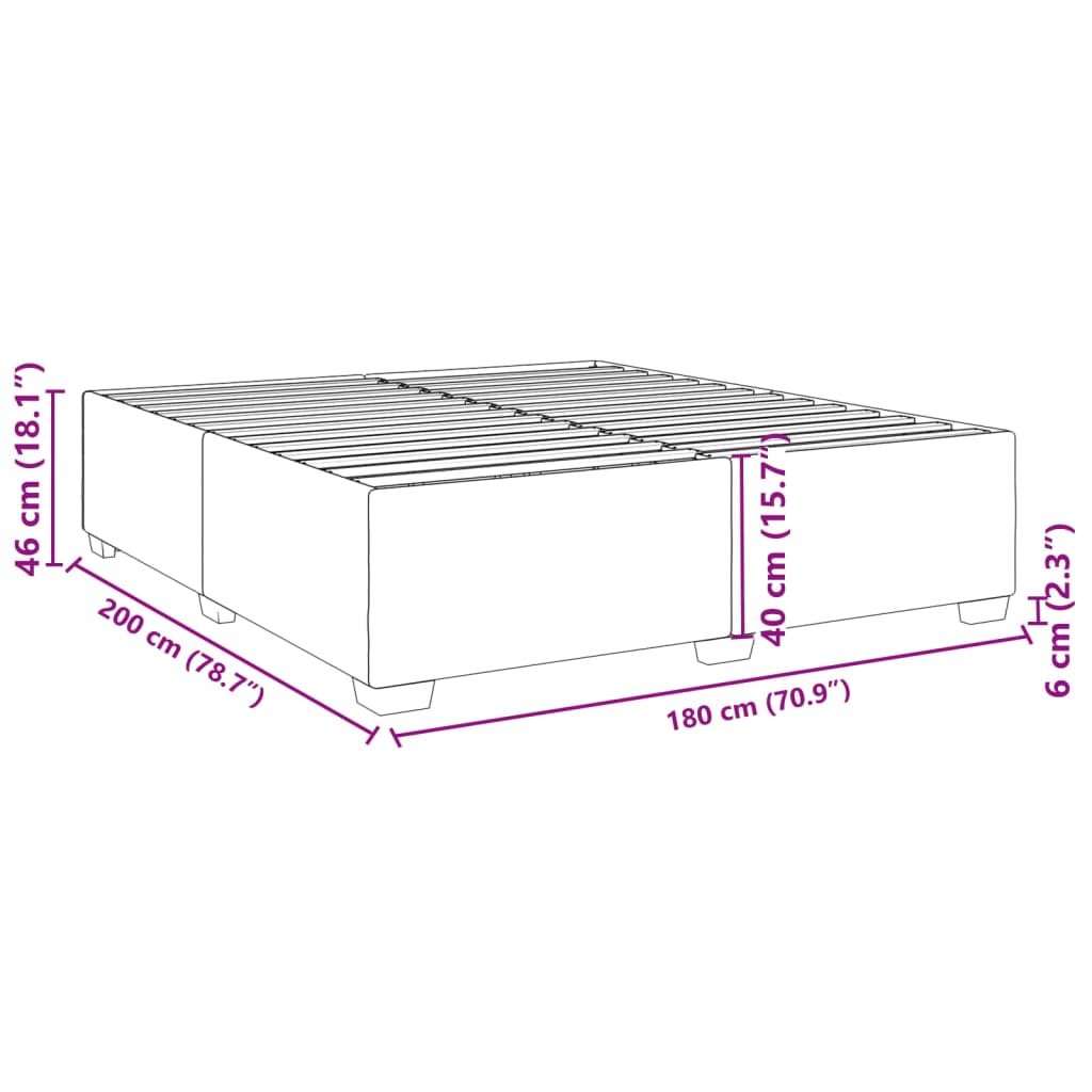 Okvir kreveta bez madraca crni 180x200 cm od tkanine