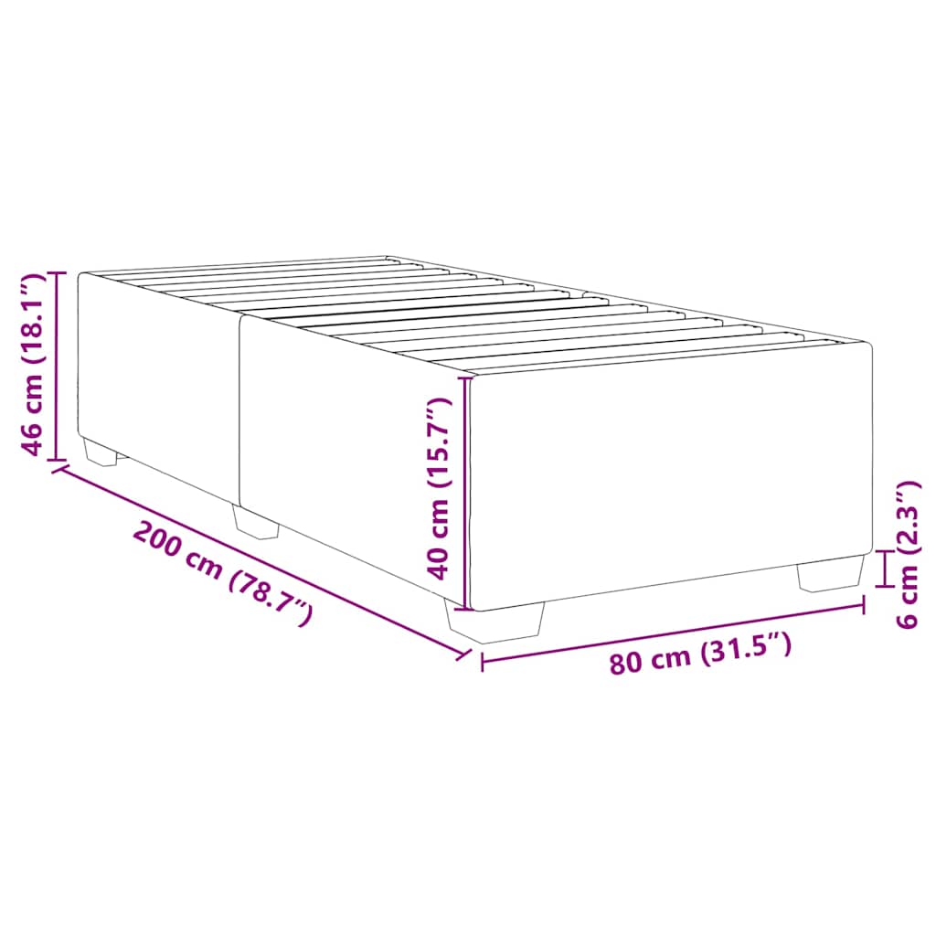 Okvir za krevet plavi 80x200 cm baršunasti