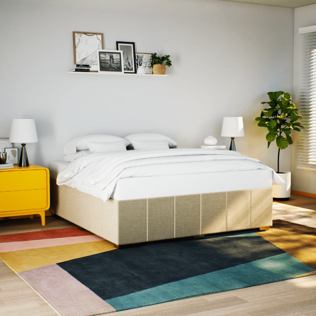Okvir za krevet bez madraca krem 200x200 cm od tkanine