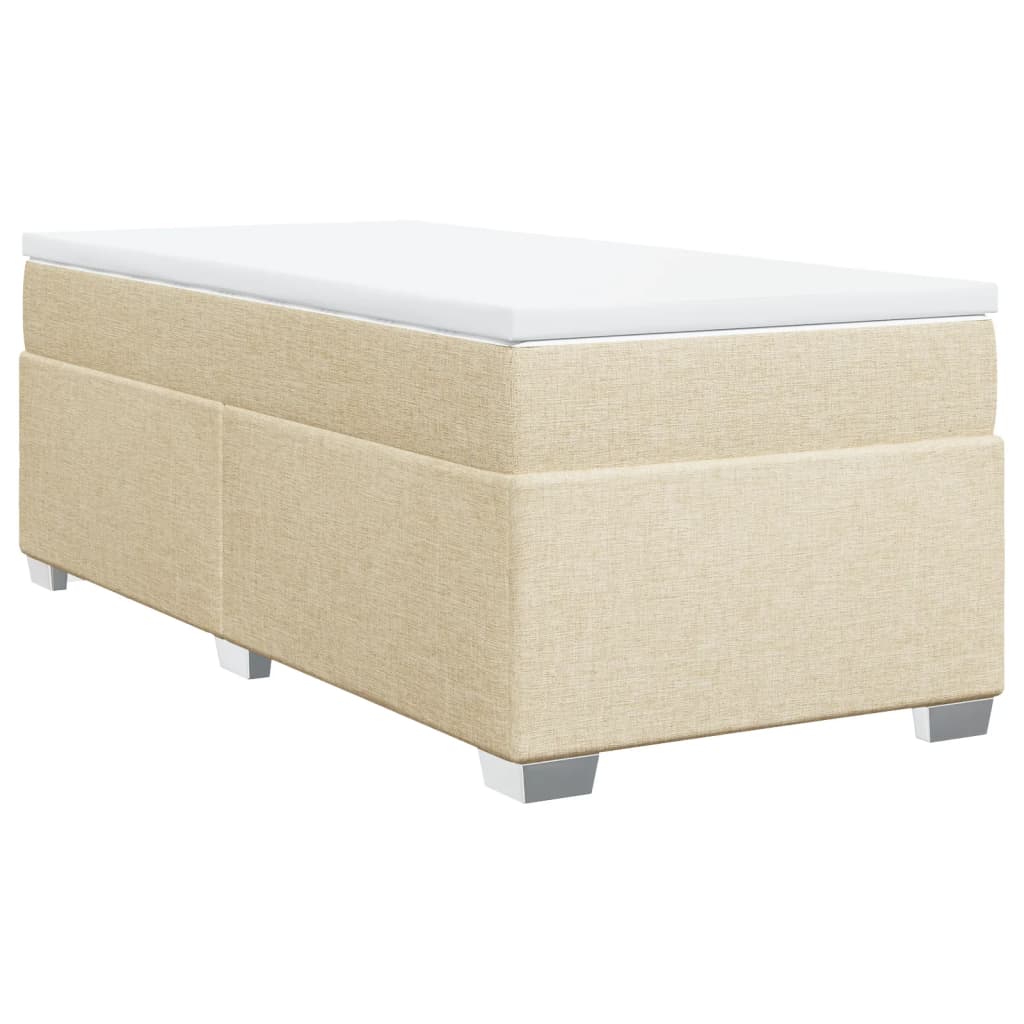 Krevet s oprugama i madracem krem 90 x 190 cm od tkanine