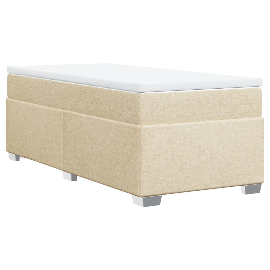 Krevet s oprugama i madracem krem 100 x 200 cm od tkanine