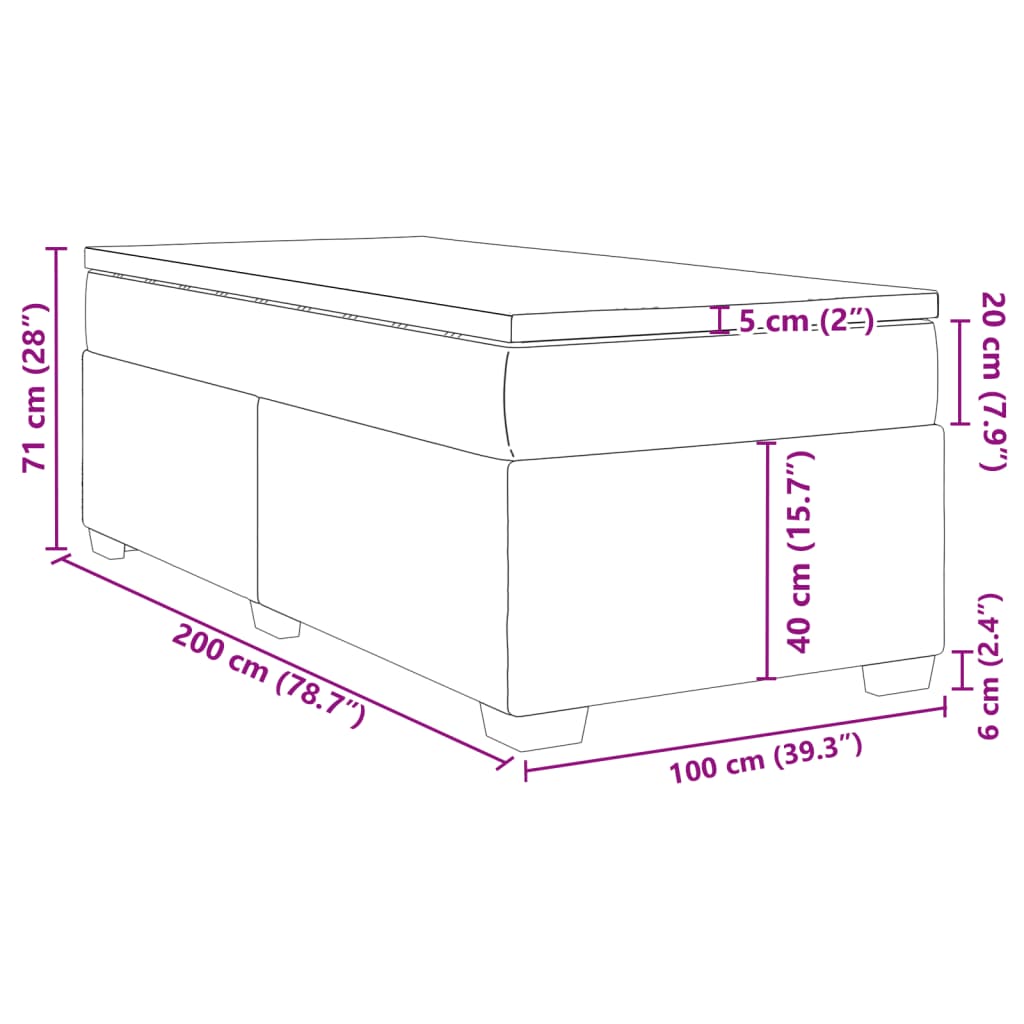 Krevet s oprugama i madracem plavi 100 x 200 cm od tkanine