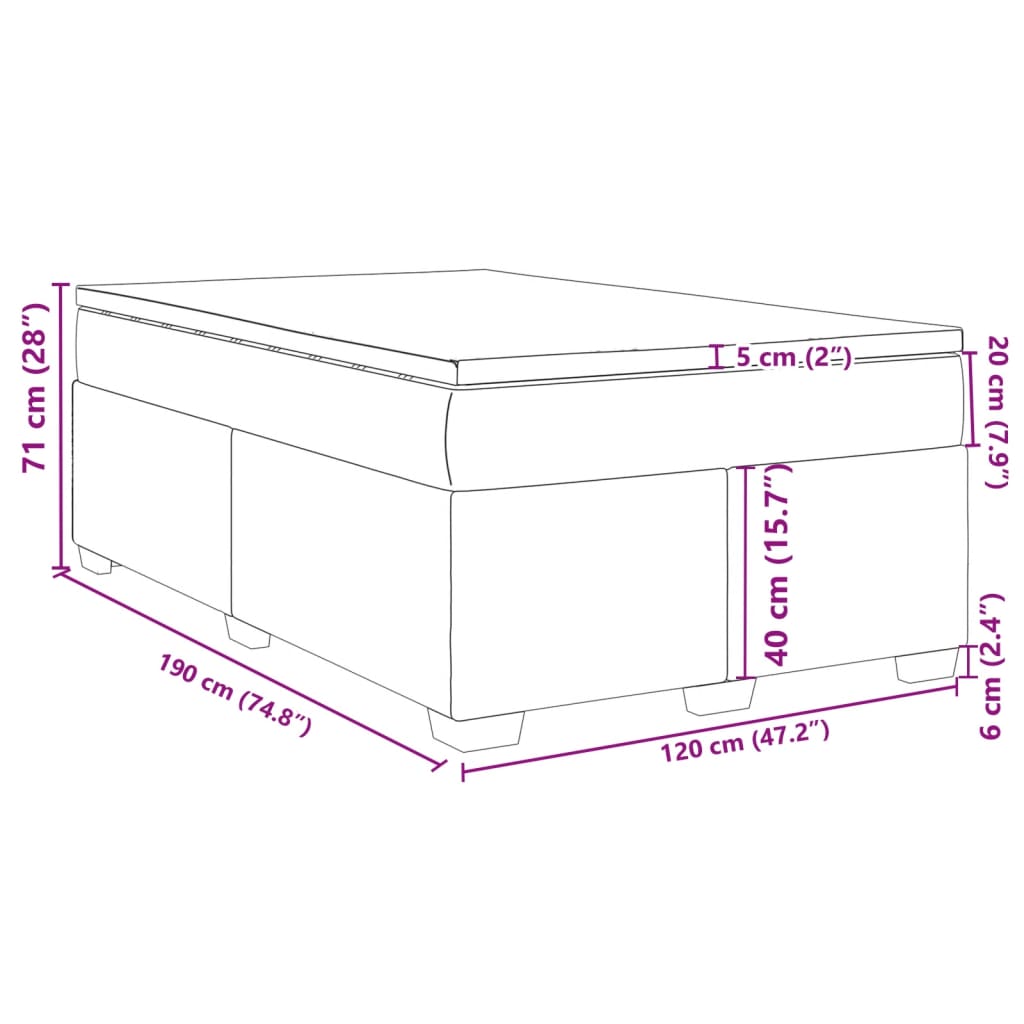 Krevet box spring s madracem tamnosivi 120 x 190 cm tkanina