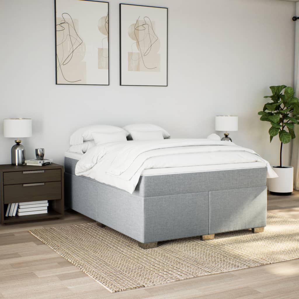 Krevet box spring s madracem svjetlosivi 140x200 cm od tkanine