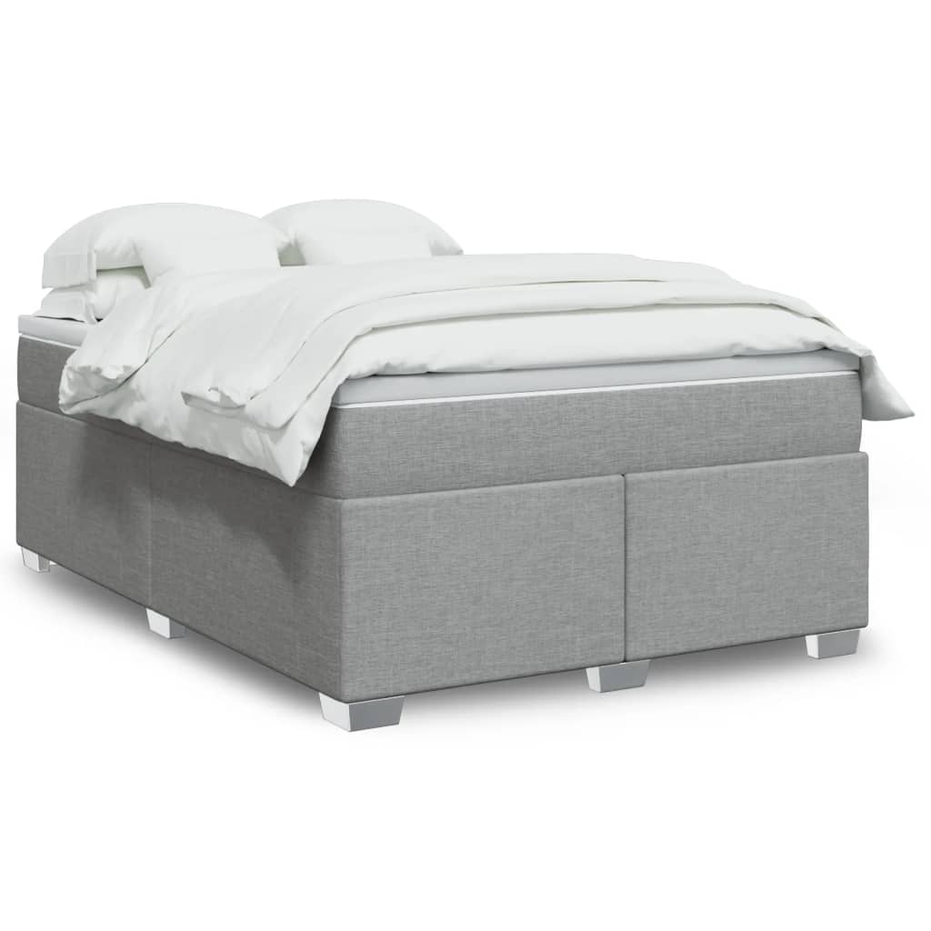 Krevet box spring s madracem svjetlosivi 140x200 cm od tkanine