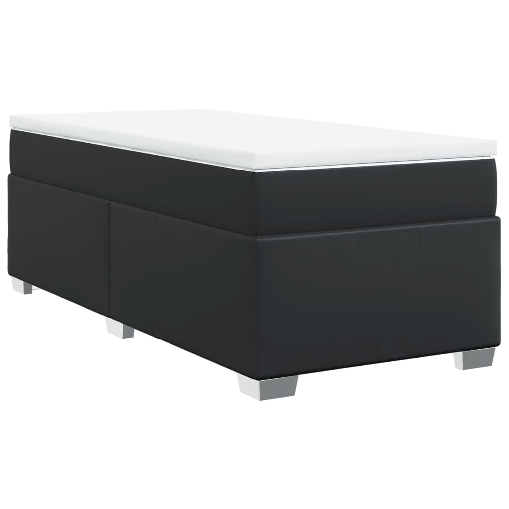 Krevet s oprugama i madracem crni 90x190 cm od umjetne kože