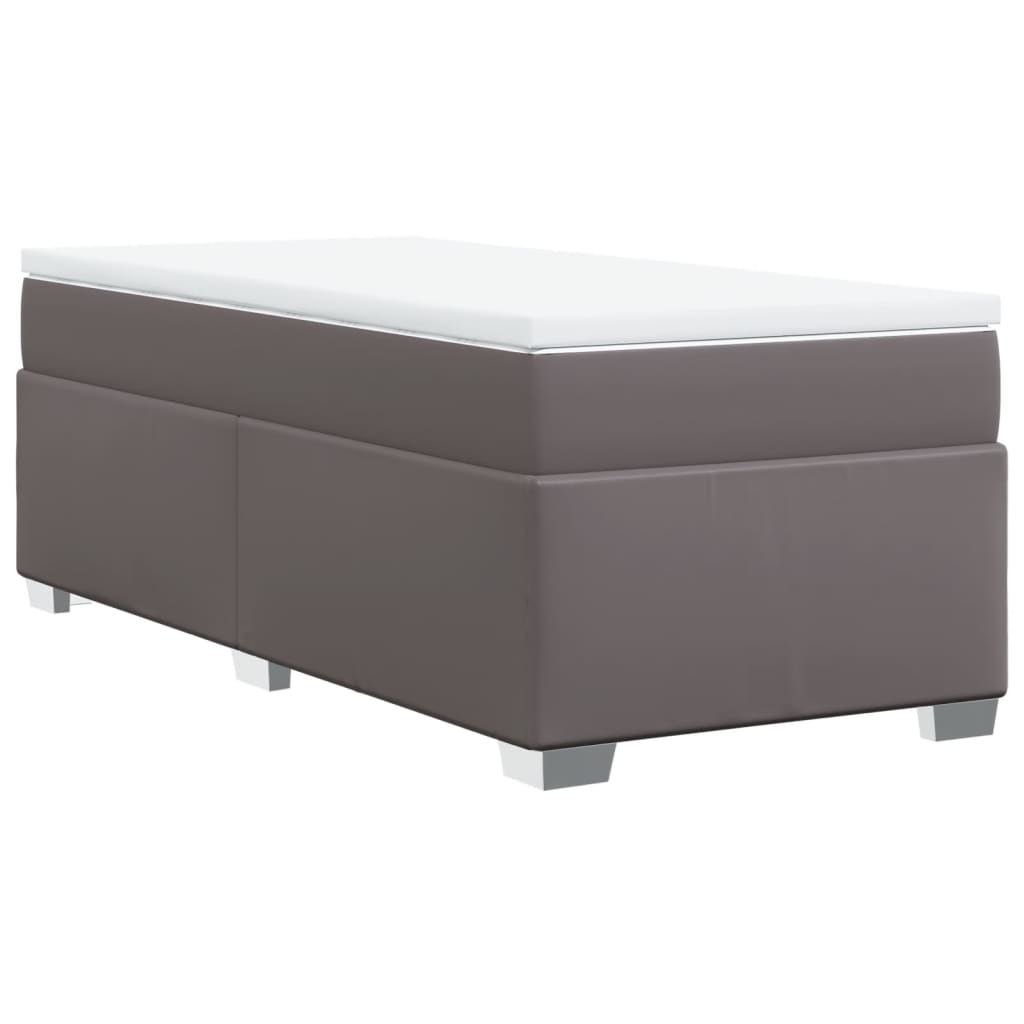 Krevet s oprugama i madracem sivi 90 x 190 cm od umjetne kože