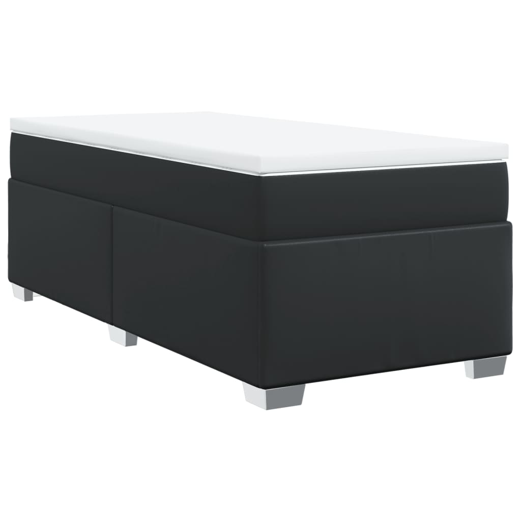 Krevet s oprugama i madracem crni 90 x 200 cm od umjetne kože