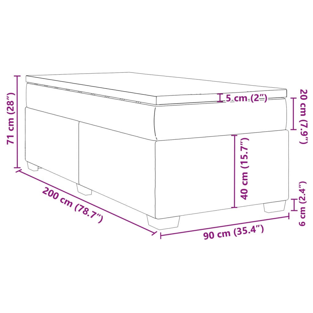 Krevet s oprugama i madracem bijeli 90 x 200 cm od umjetne kože