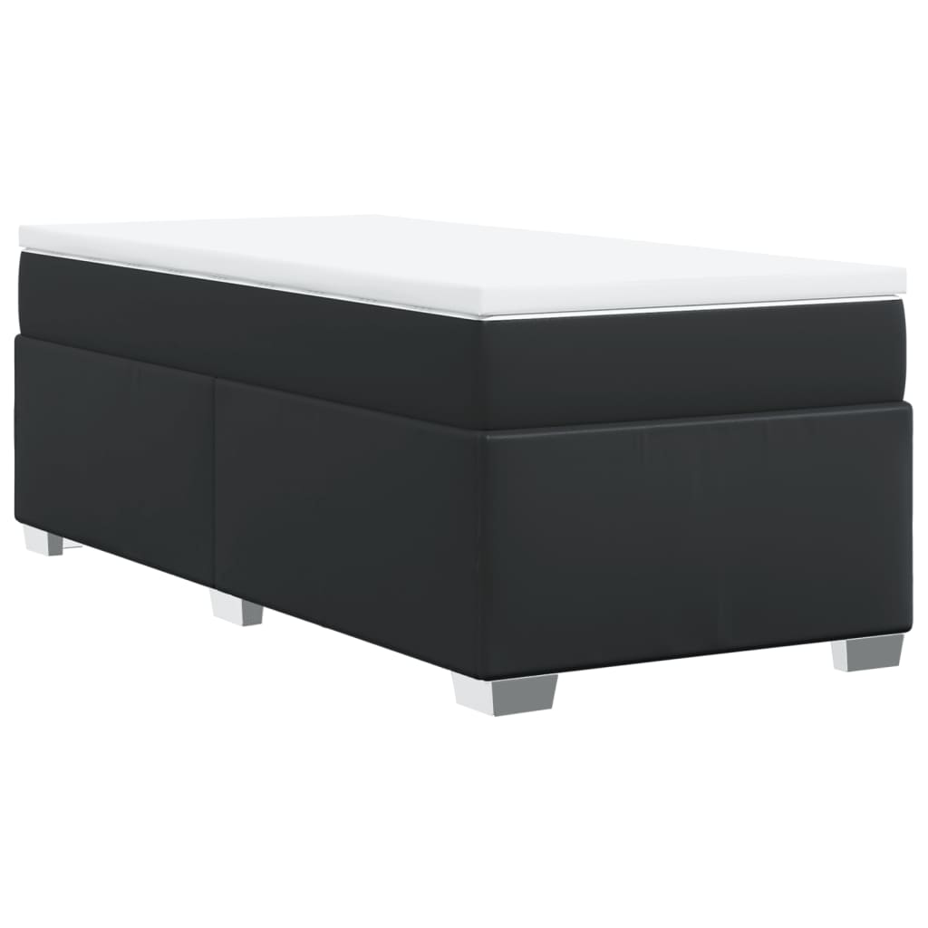 Krevet s oprugama i madracem crni 100x200 cm od umjetne kože