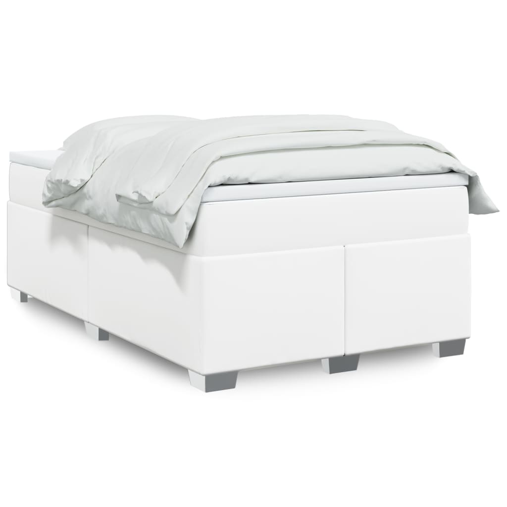 Krevet box spring s madracem bijeli 120x190 cm od umjetne kože