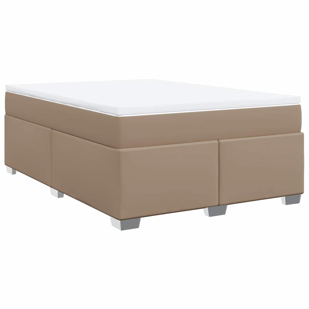 Krevet s oprugama i madrac cappuccino 140x190cm od umjetne kože