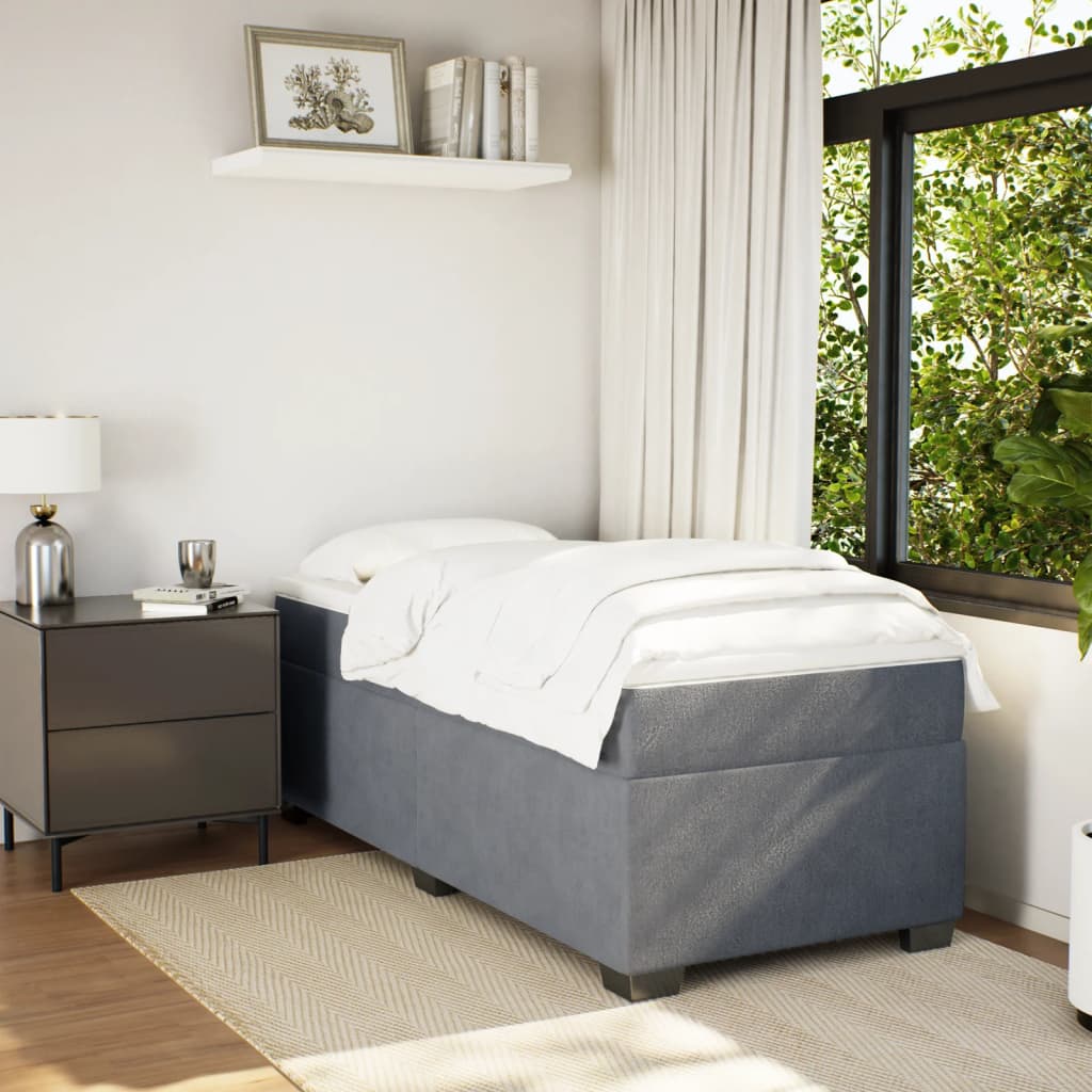 Box spring krevet s madracem tamnosivi 80 x 200 cm baršunasti