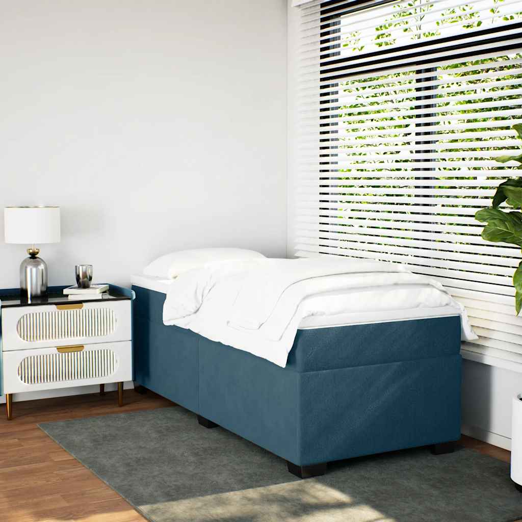 Box spring krevet s madracem tamnoplavi 80 x 200 cm baršunasti